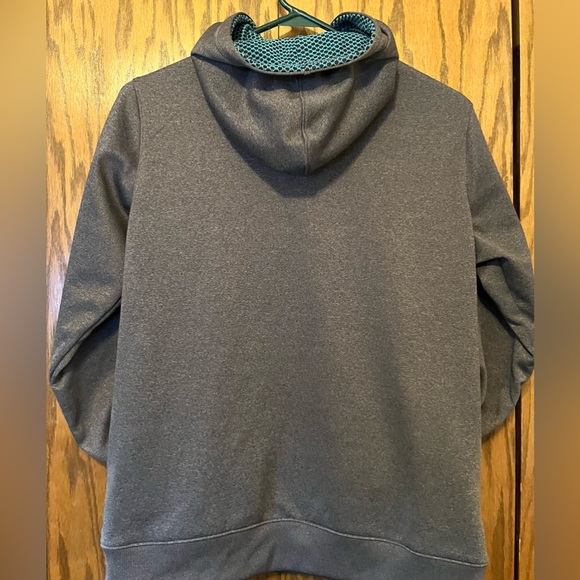 Under Armour hooded hoodie sweatshirt in Dark Gray with Blue lining. Size small - Picture 3 of 3